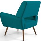 Poltrona Decorativa Fixa Pés Palito Melli D02 Veludo Turquesa