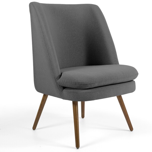 Poltrona Decorativa Fixa Pés Palito Pérsia D02 Linho Chumbo B