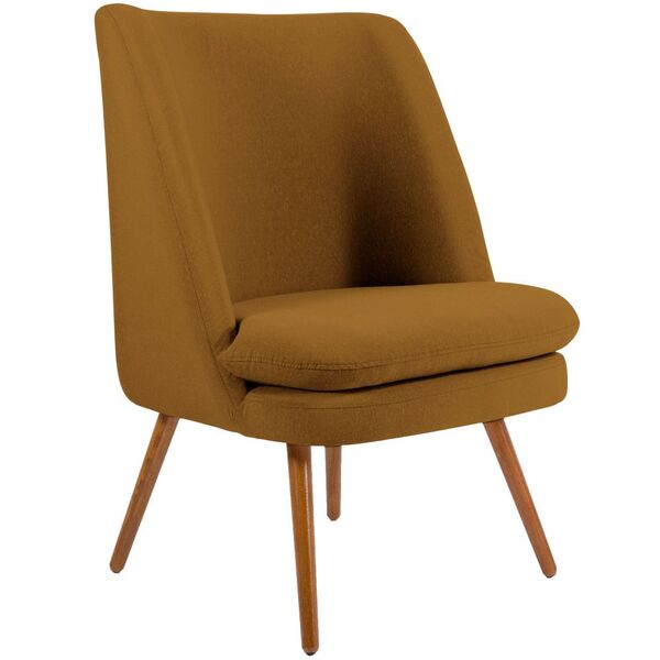 Poltrona Decorativa Fixa Pés Palito Pérsia D02 Veludo Mostard