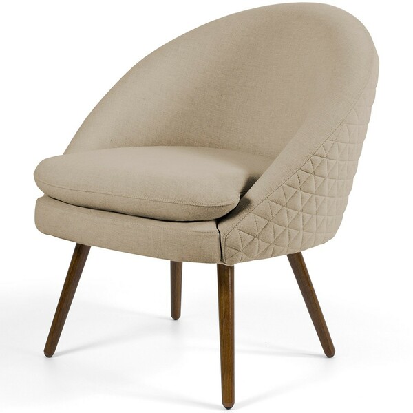 Poltrona Decorativa Fixa Pés Palito Rafa D02 Tressê Linho Beg