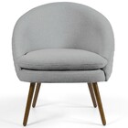 Poltrona Decorativa Fixa Pés Palito Rafa D02 Tressê Linho Cin