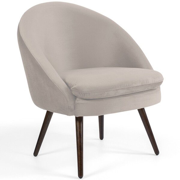 Poltrona Decorativa Fixa Pés Palito Rafa D02 Veludo Bege D-30