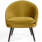 Poltrona Decorativa Fixa Pés Palito Rafa D02 Veludo Mostarda