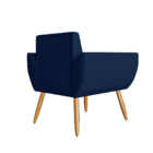 Poltrona Decorativa Flora Pés Palito Suede Azul Marinho - Ds