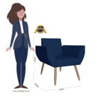 Poltrona Decorativa Flora Pés Palito Suede Azul Marinho - Ds