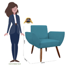 Poltrona Decorativa Flora Pés Palito Suede Azul Turquesa - Ds