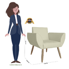 Poltrona Decorativa Flora Pés Palito Suede Bege - Ds Estofados