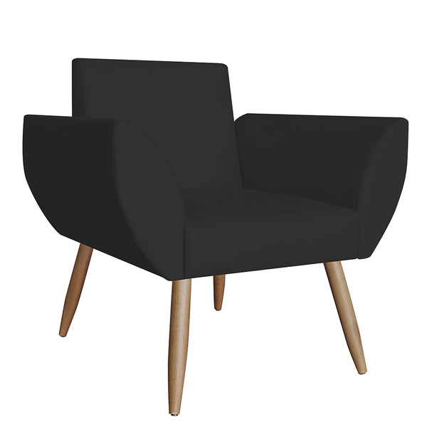 Poltrona Decorativa Flora Pés Palito Suede Preto - Ds Estofad
