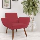 Poltrona Decorativa Flora Pés Palito Suede Vermelho - Ds Esto