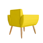 Poltrona Decorativa Flora Suede Amarelo - Vallisa Decor