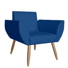 Poltrona Decorativa Flora Suede Azul Marinho - Vallisa Decor