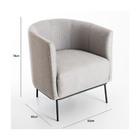 Poltrona Decorativa Florença Tecido Linho Pés Aço Preto Epóxi