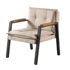 Poltrona Decorativa Fortaleza Base Em Aço Industrial Bege