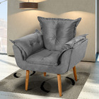 Poltrona Decorativa Francis Pés Palito Suede Cinza - Desk Des