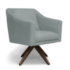 Poltrona Decorativa Gabriela Suede Cinza Claro Base Giratória