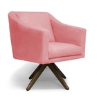 Poltrona Decorativa Gabriela Suede Rosa Base Giratória - Meul