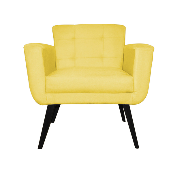 Poltrona Decorativa Geovana Veludo Amarelo - Montanaris Decor