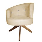 Poltrona Decorativa Giovana Base Giratória Suede Bege C/stras