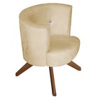 Poltrona Decorativa Giovana Base Giratória Suede Bege C/stras