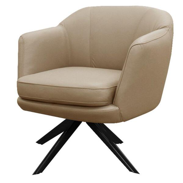 Poltrona Decorativa Giratória Adnys T02 Couro Matte Nude
