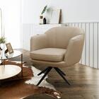 Poltrona Decorativa Giratória Adnys T02 Couro Matte Nude