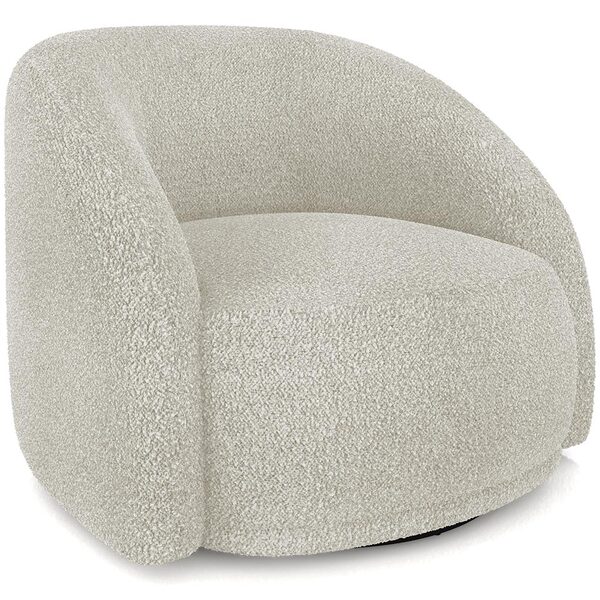 Poltrona Decorativa Giratória Angelina M03 Bouclê Bege Claro