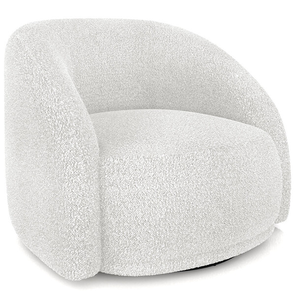 Poltrona Decorativa Giratória Angelina M03 Bouclê Branco - Ly