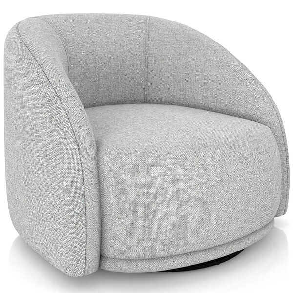 Poltrona Decorativa Giratória Angelina M03 Linho Cinza Claro