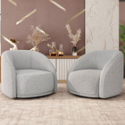 Poltrona Decorativa Giratória Angelina M03 Linho Cinza Claro