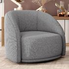 Poltrona Decorativa Giratória Angelina M03 Linho Cinza Escuro