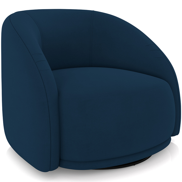 Poltrona Decorativa Giratória Angelina M03 Veludo Azul Marinh