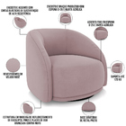 Poltrona Decorativa Giratória Angelina M03 Veludo Rosê - Lyam