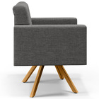 Poltrona Decorativa Giratória Base De Madeira Manu L02 Capito