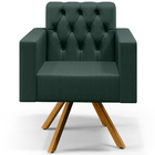 Poltrona Decorativa Giratória Base De Madeira Manu L02 Capito