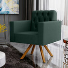 Poltrona Decorativa Giratória Base De Madeira Manu L02 Capito