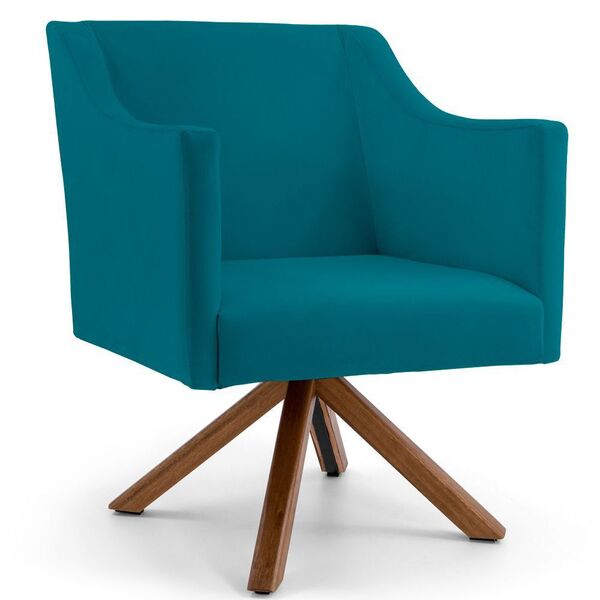 Poltrona Decorativa Giratória Base Giromad Beta Veludo Turque