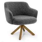 Poltrona Decorativa Giratória Base Giromad Madeira Jade Linho