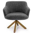 Poltrona Decorativa Giratória Base Giromad Madeira Jade Linho