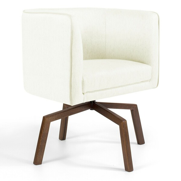 Poltrona Decorativa Giratória Base Ka Betina D02 Corano Bege