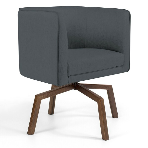 Poltrona Decorativa Giratória Base Ka Betina D02 Corano Cinza