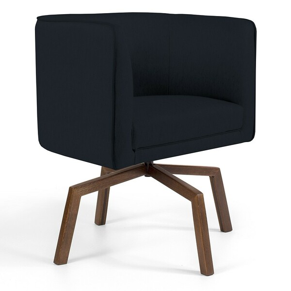 Poltrona Decorativa Giratória Base Ka Betina D02 Corano Preto