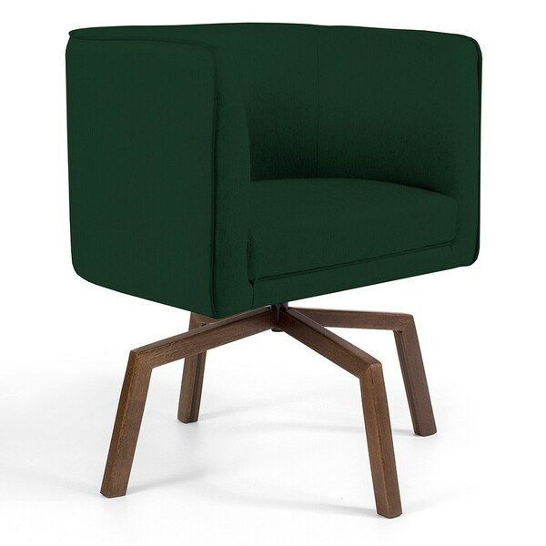 Poltrona Decorativa Giratória Base Ka Betina D02 Veludo Verde