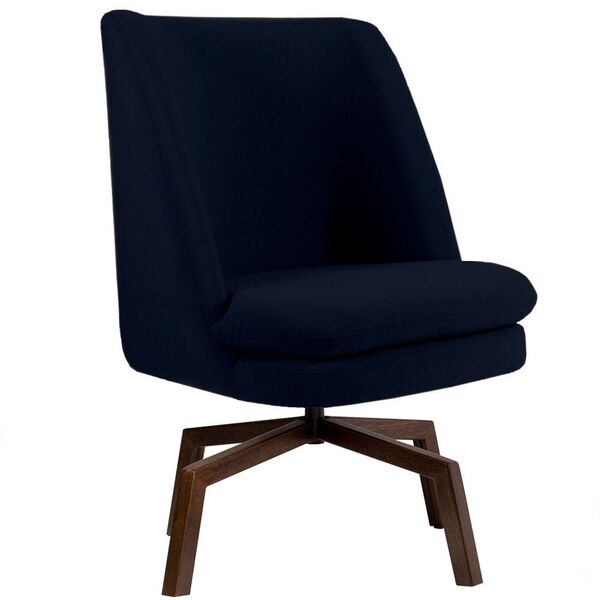 Poltrona Decorativa Giratória Base Ka Pérsia D02 Veludo Azul