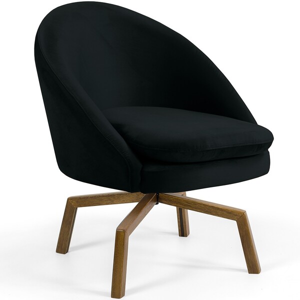 Poltrona Decorativa Giratória Base Ka Rafa D02 Veludo Preto D