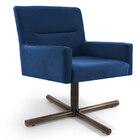 Poltrona Decorativa Giratória Base X Angel D02 Veludo Azul C-