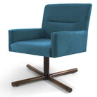 Poltrona Decorativa Giratória Base X Angel D02 Veludo Azul Tu