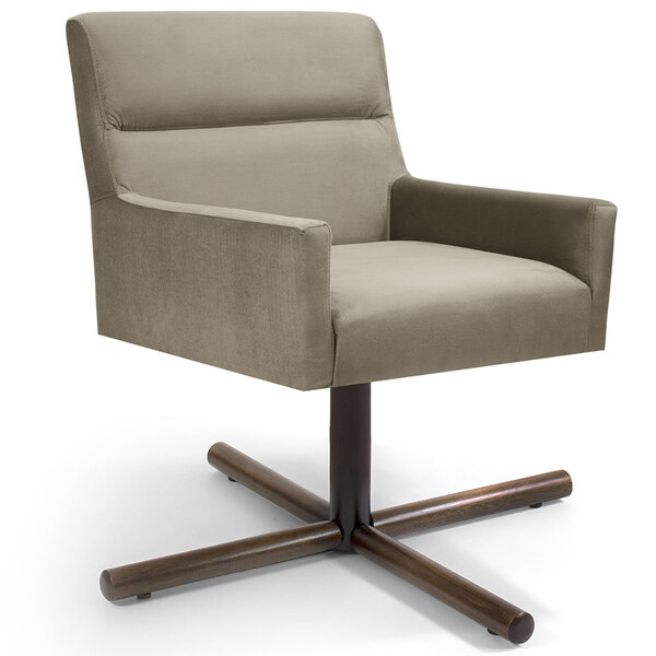 Poltrona Decorativa Giratória Base X Angel D02 Veludo Bege C-