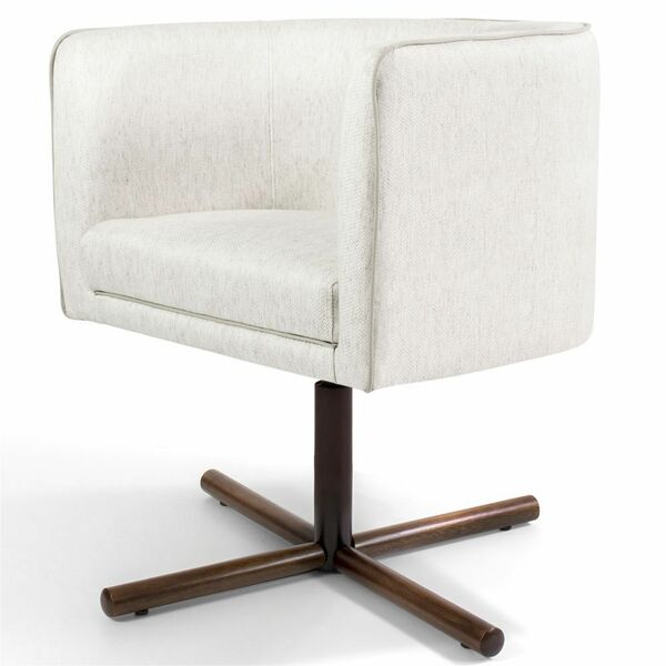 Poltrona Decorativa Giratória Base X Betina D02 Linho Creme A