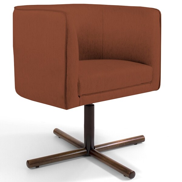 Poltrona Decorativa Giratória Base X Betina D02 Linho Laranja