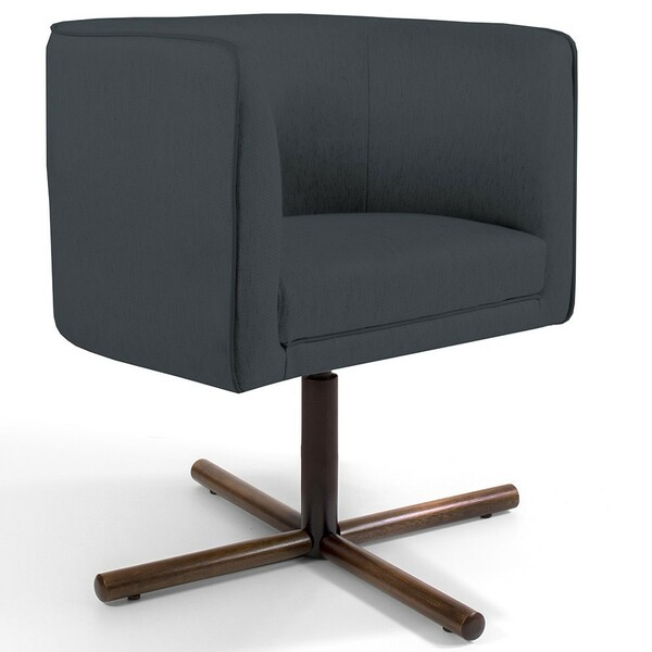 Poltrona Decorativa Giratória Base X Betina D02 Veludo Cinza